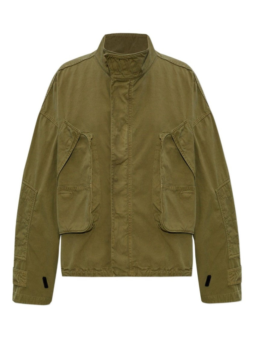 The Attico Boxy Green Jacket With High Collar