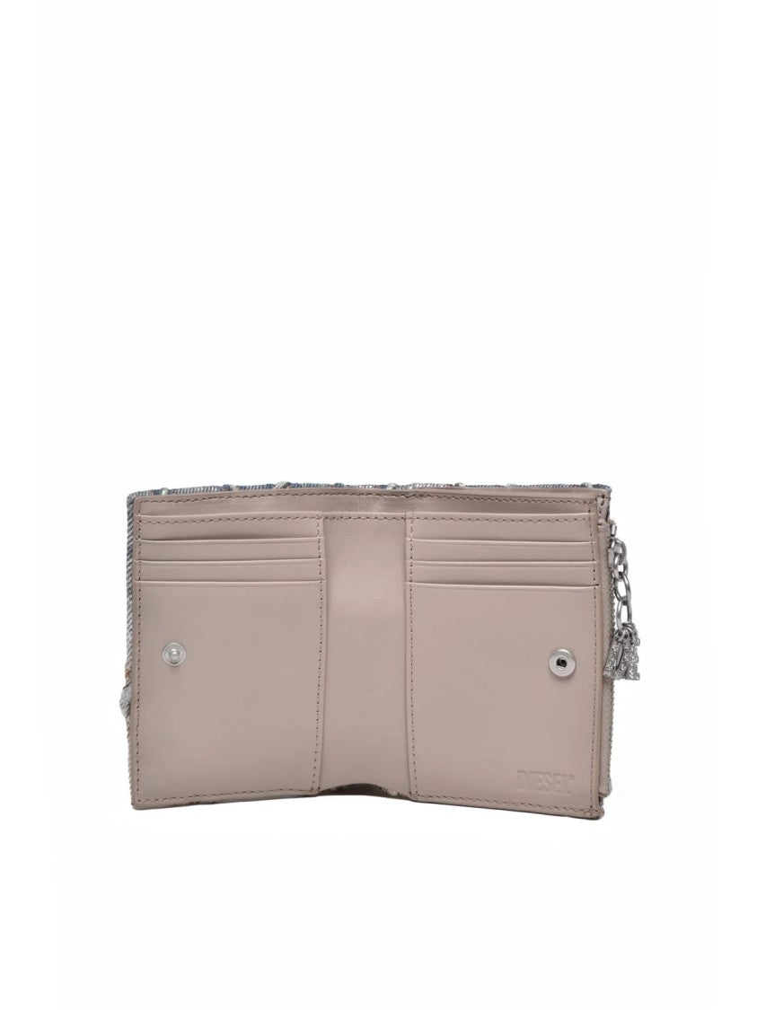 Diesel Textured Denim Wallet With Quilted Design