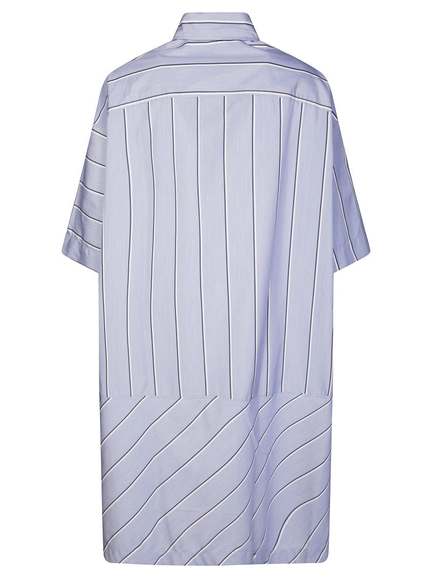 J. W. Anderson Short Sleeve Striped Shirt Dress With Embroidered Detail