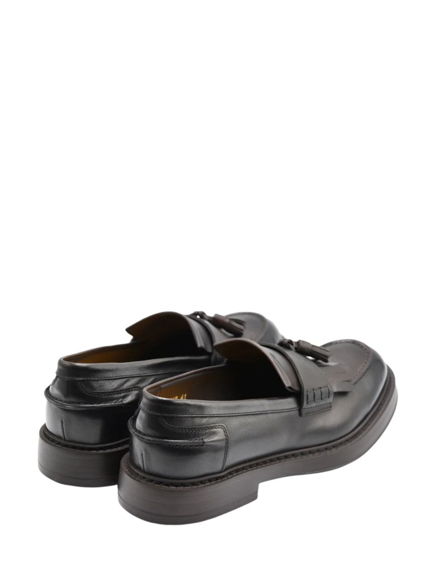 Doucal's Black Adler Polished Leather Loafers