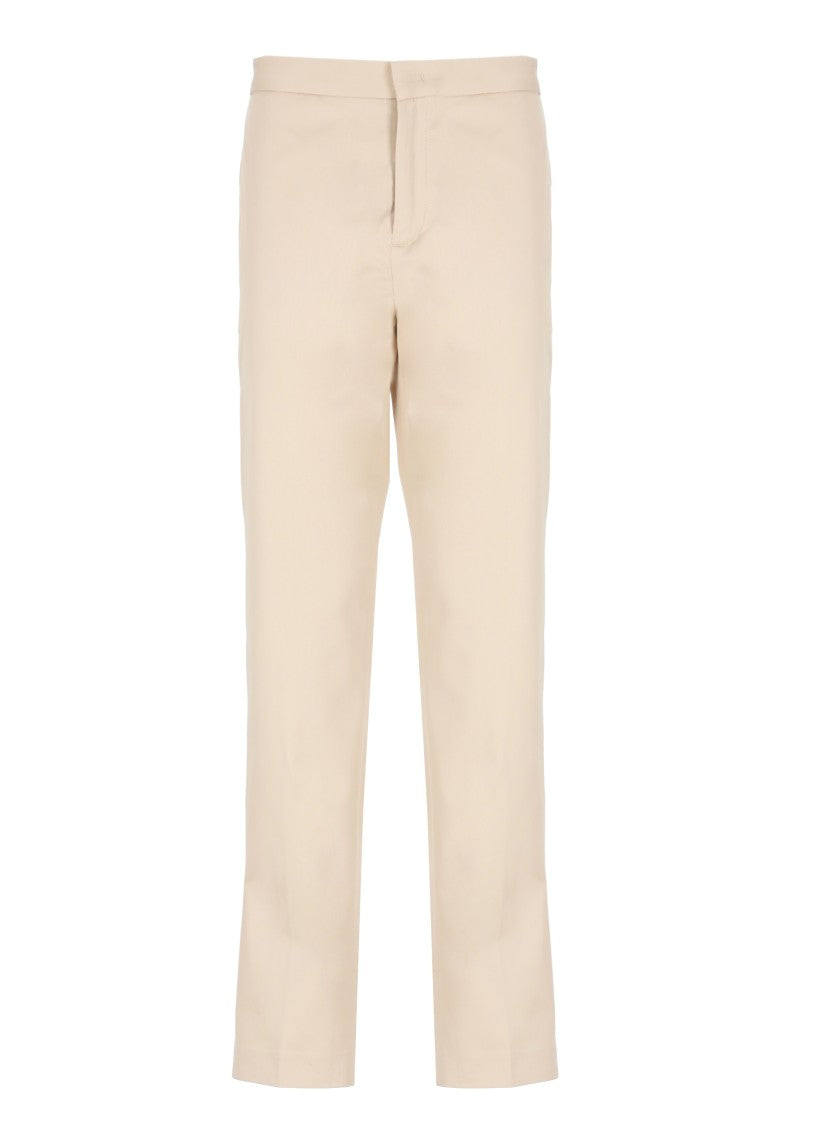 Fabiana Filippi Tailored Beige Cotton Pants With Side Slit Pockets