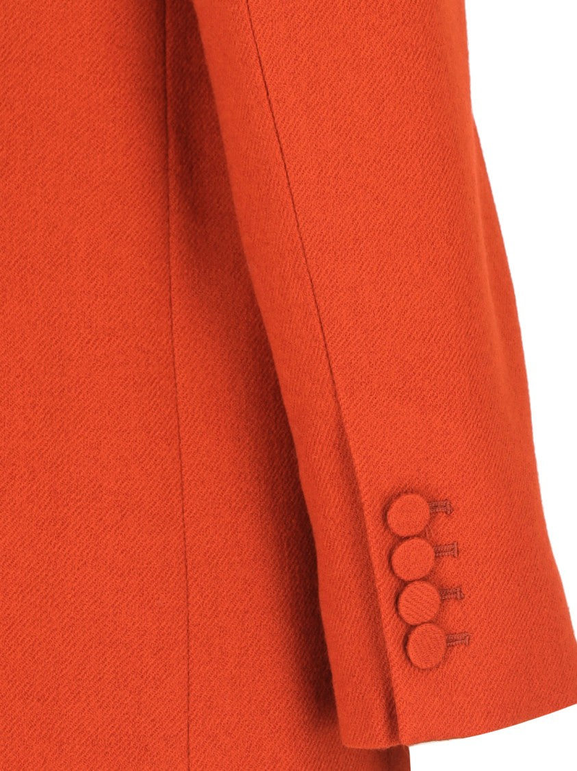 Dries Van Noten Single-Breasted Blazer In Orange Wool