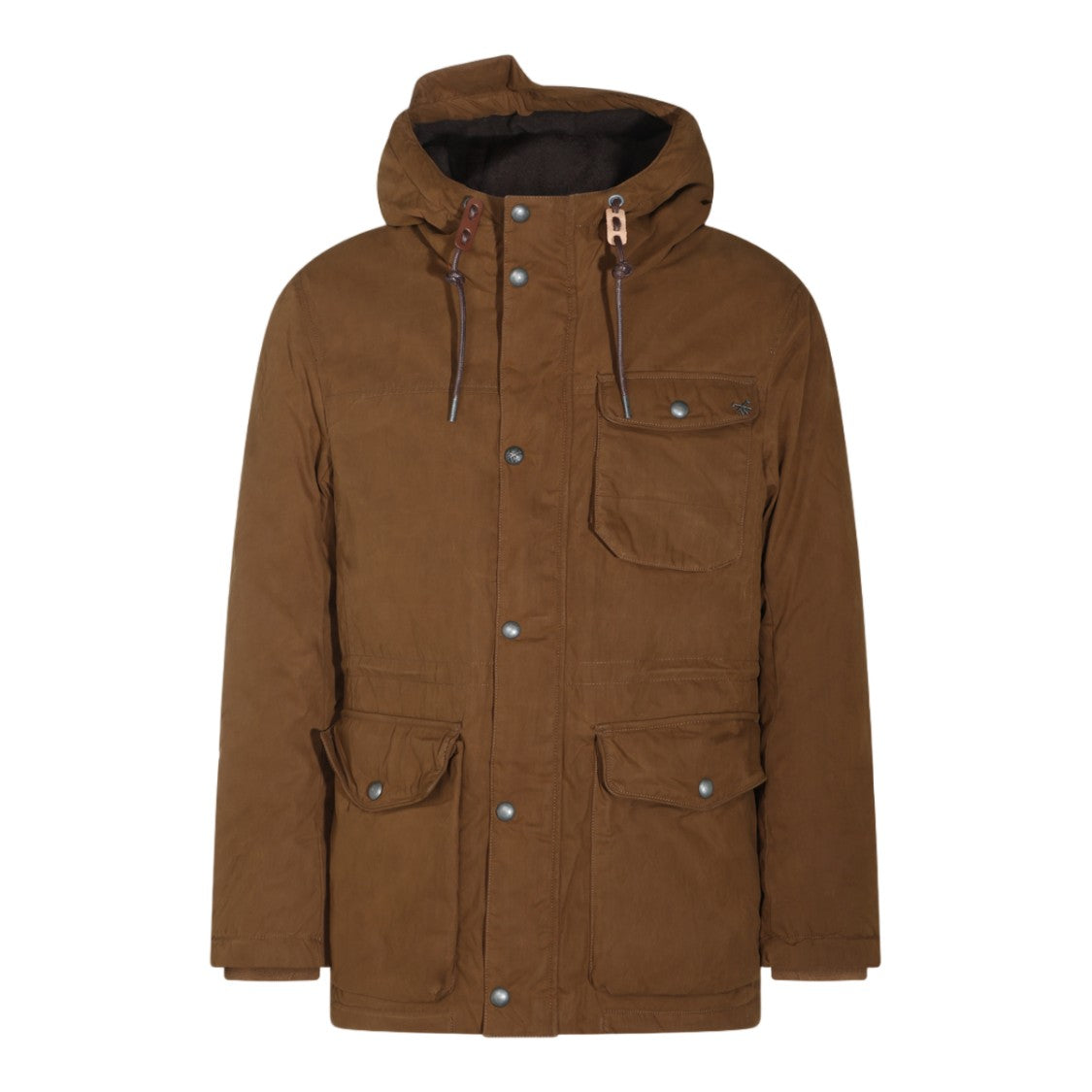 Waxed Brown Rugged Hooded Waxed Jacket
