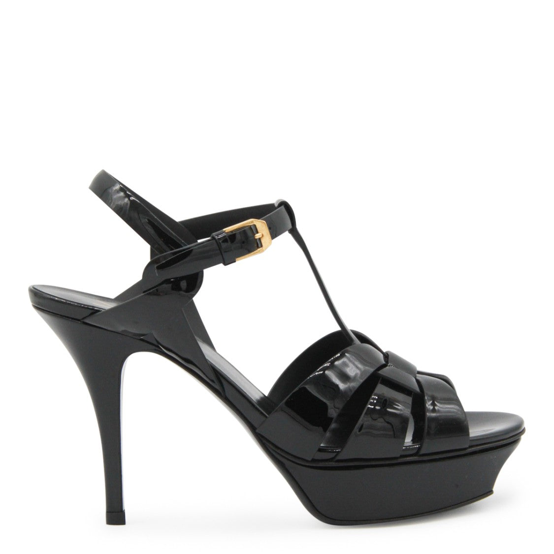 Saint Laurent Black Leather Braided Straps Sandals