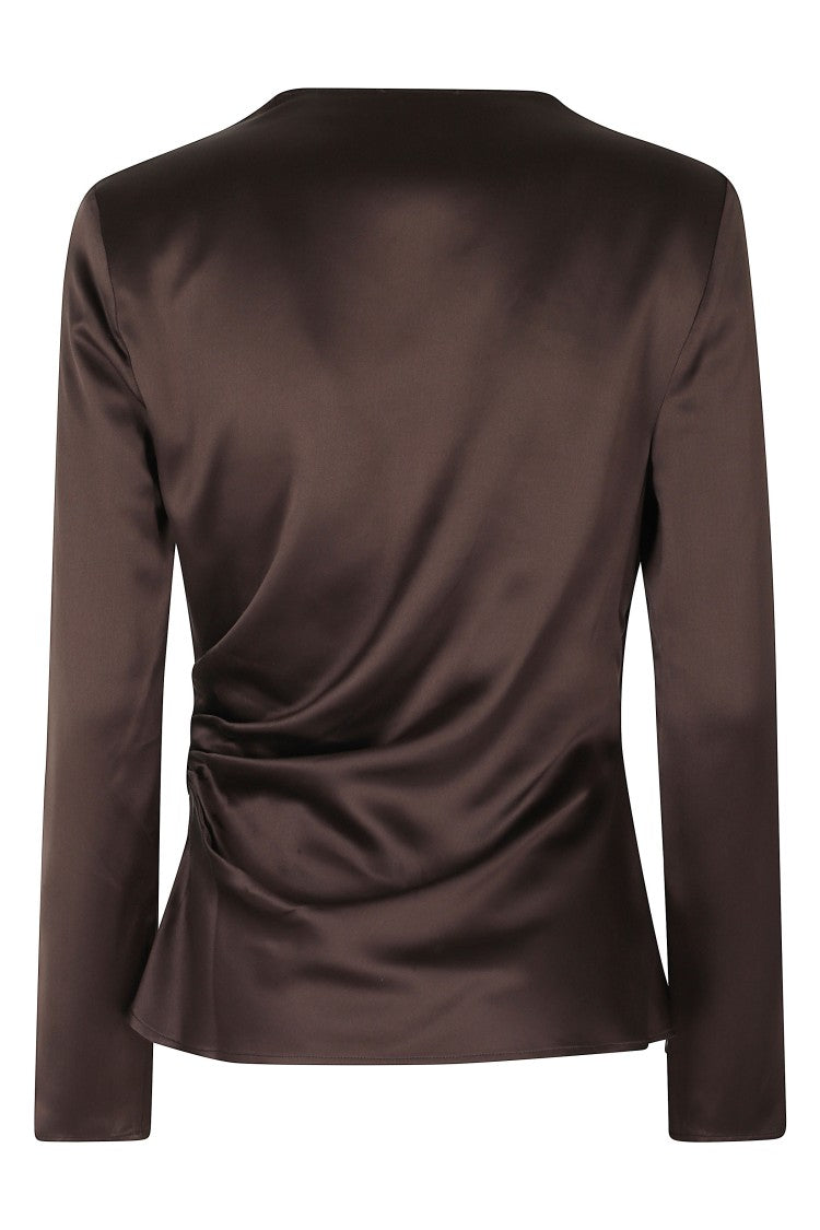 Loulou De Saison Brown Draped Long-Sleeve Top