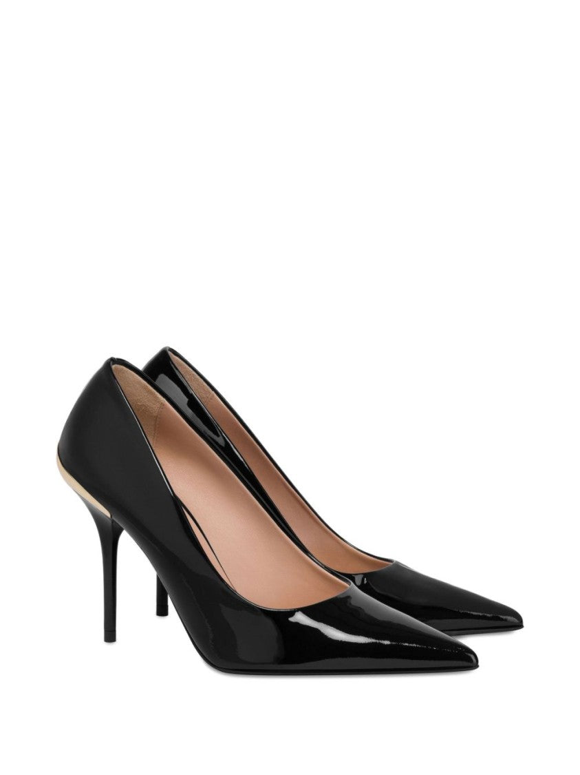 Love Moschino Mid-Heel Black Pumps With Glossy Calf Leather