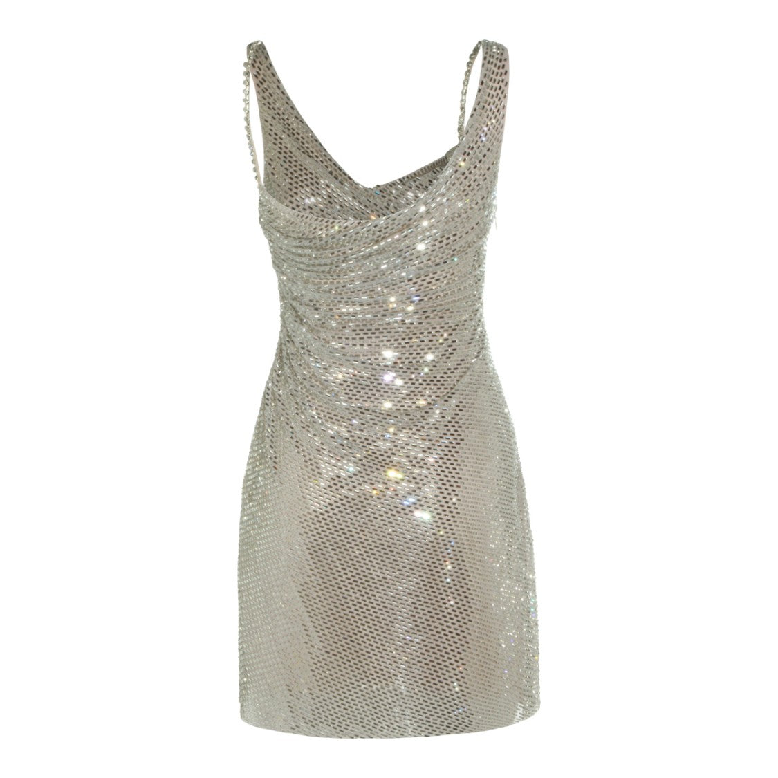 Self-Portrait Champagne Mini Dress With Draped Detail And Sequined Finish
