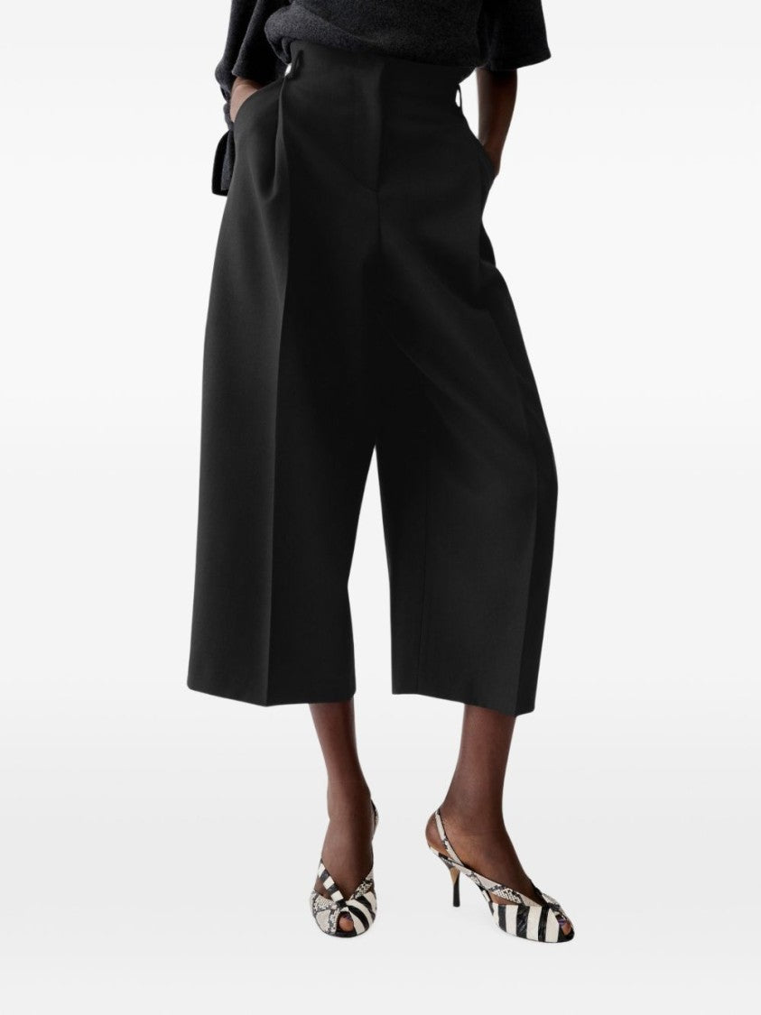 Jacquemus Wide-Leg Cropped Trousers With Tailored Pleats And High Waist