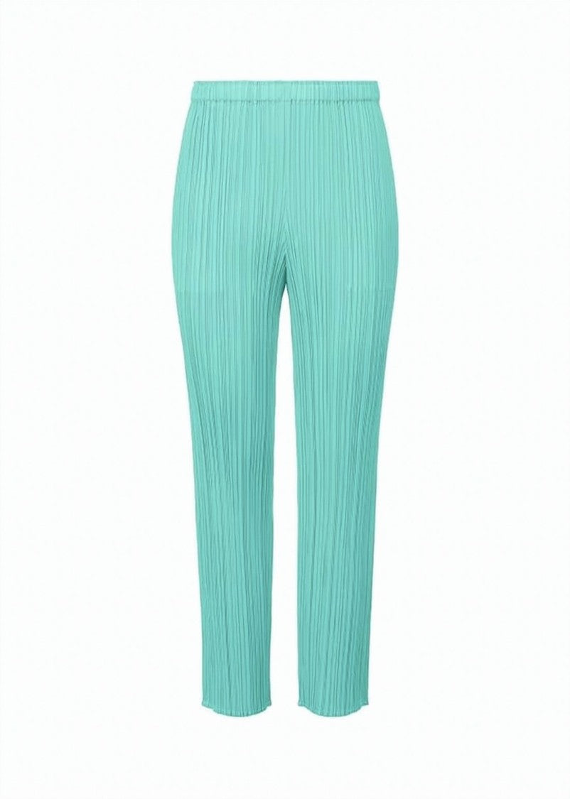 Pleats Please Cropped Green Pleated Training Pants