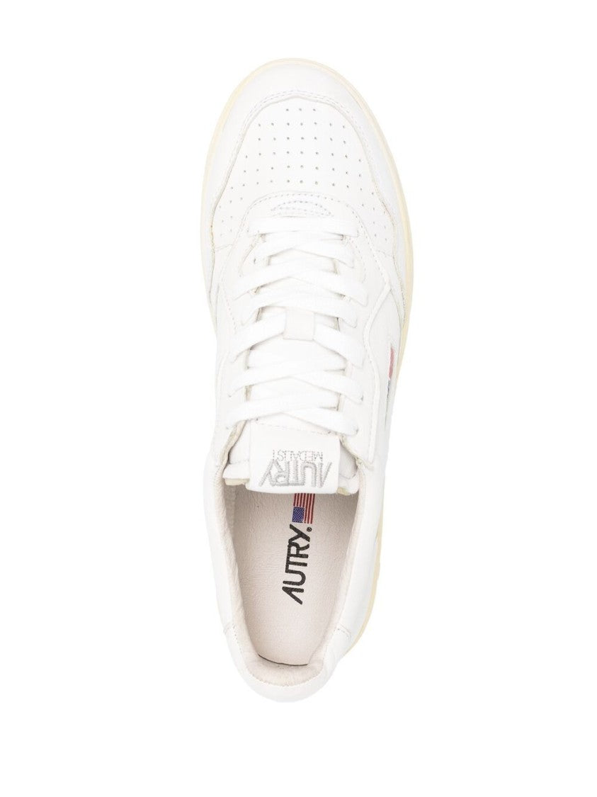 Autry Low-Top White Leather Sneakers With Perforated Detailing