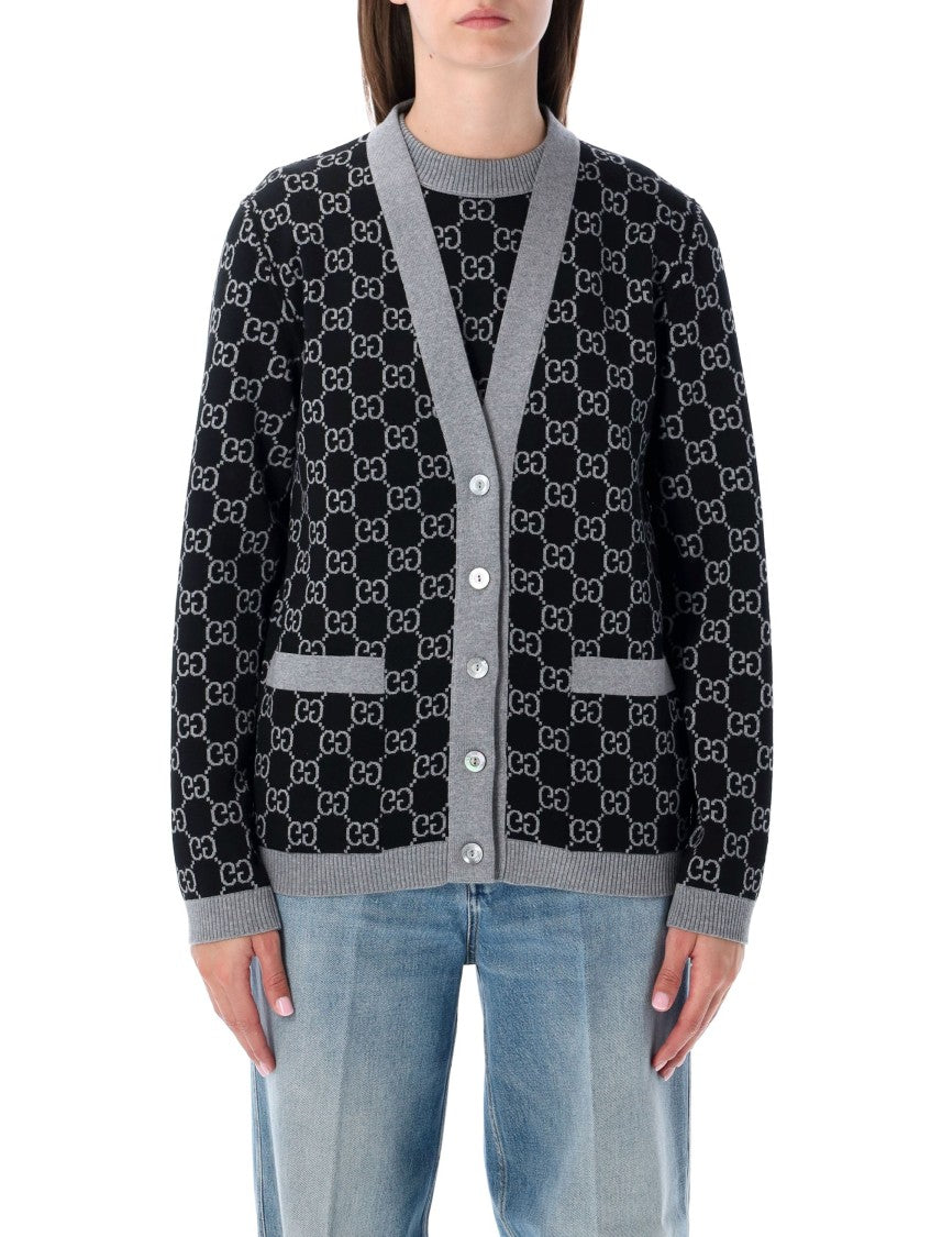 Gucci Gg Monogram Wool Reversible Cardigan