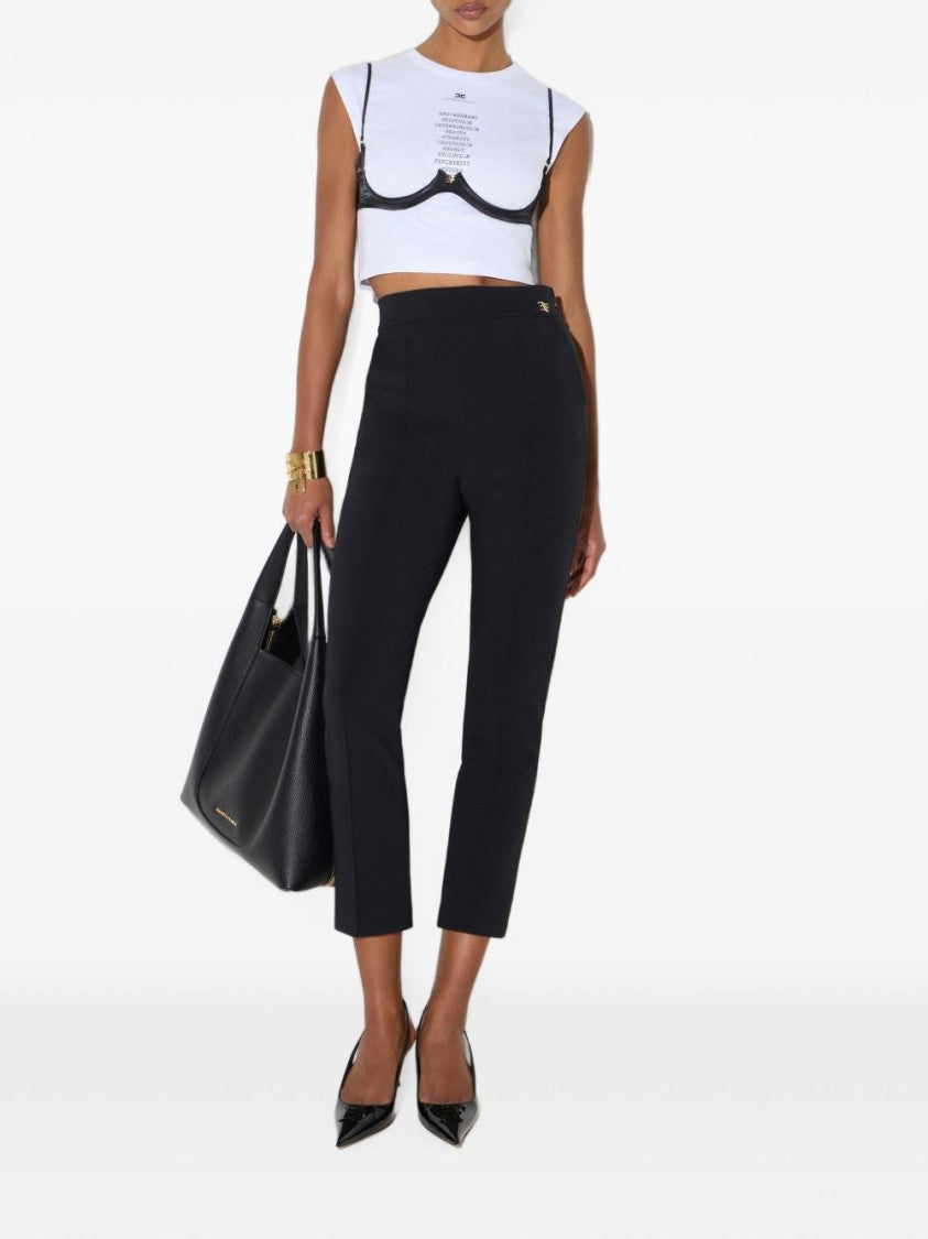 Elisabetta Franchi Black Tailored Technical Fabric Pants