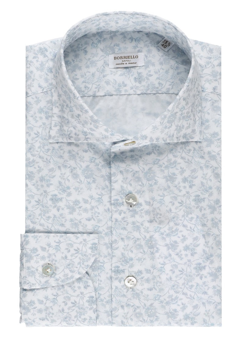 Borriello White Floral Print Cotton Casual Shirt