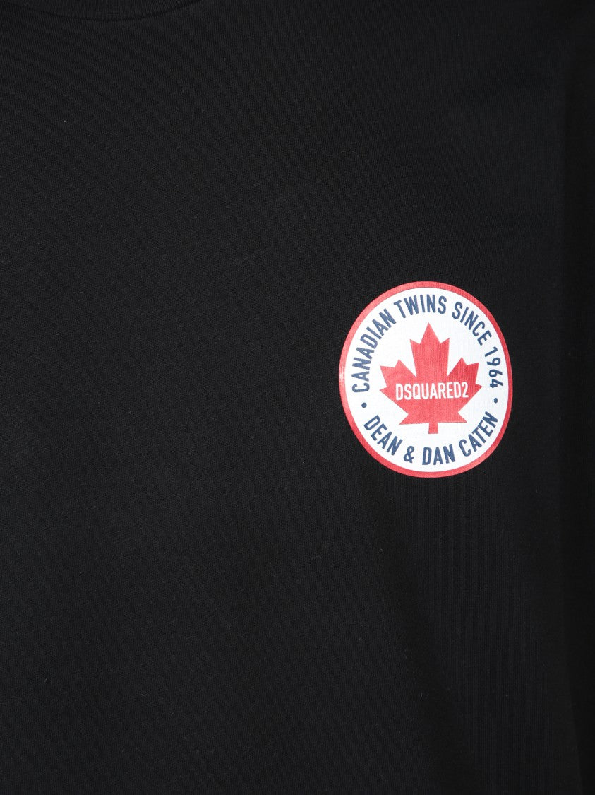 Dsquared2 Black T-Shirt With Two-Tone Circular Logo