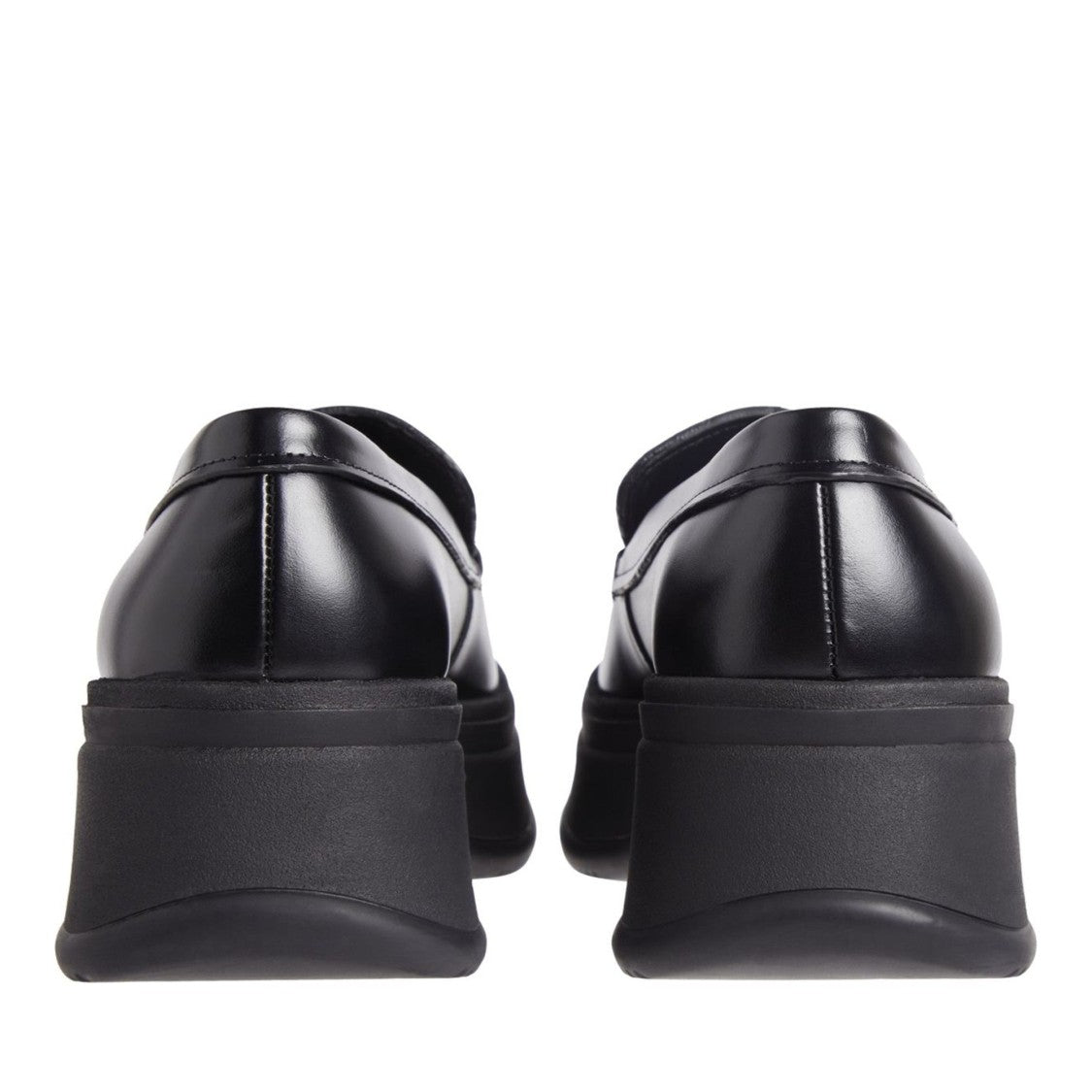 Calvin Klein Pitched Black Elevated Platform Leather Loafers