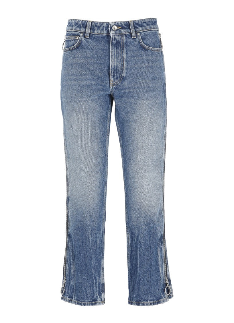 Rabanne Blue Cotton Side-Zip Jeans