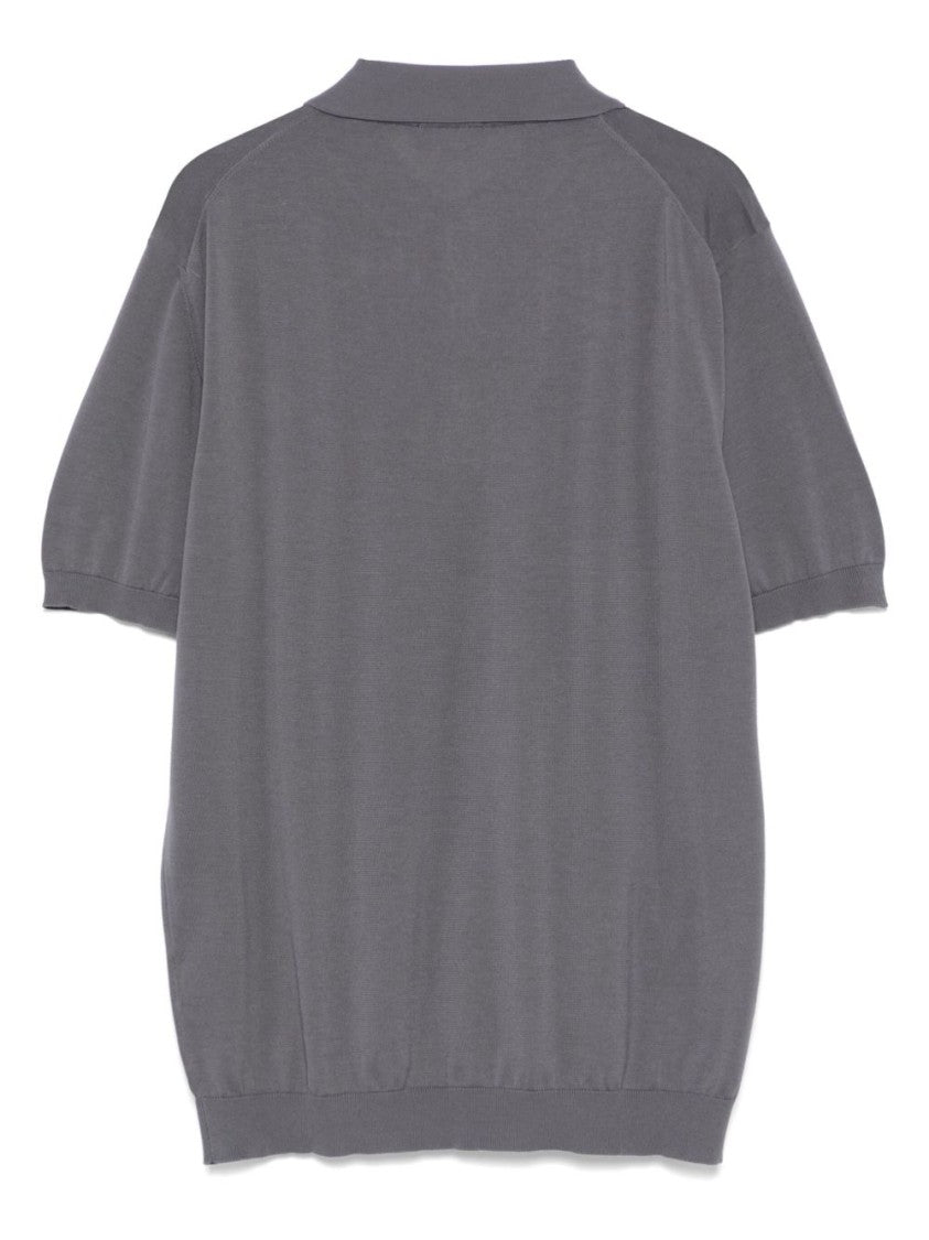 Drumohr Classic Grey Polo T-Shirt With Relaxed Fit