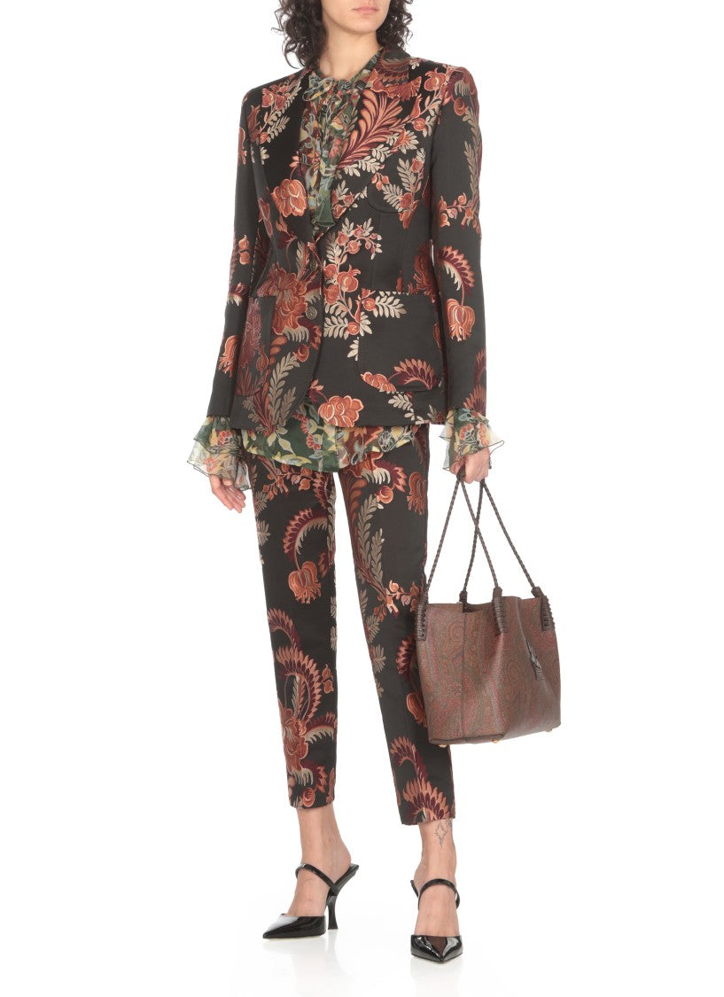 Etro Brown Paisley Pegasus Cotton Tote Bag
