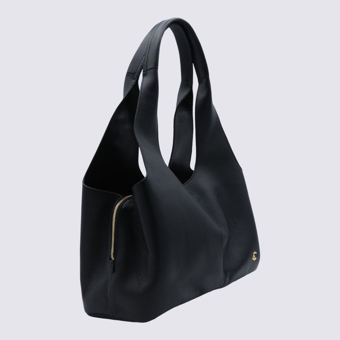 Coccinelle Structured Black Handbag With Gold-Tone Logo