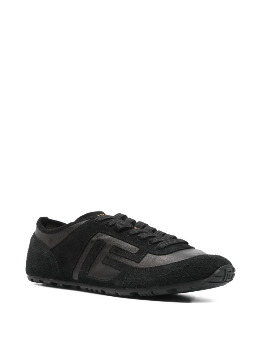 Balmain Black Silk And Nylon Low Sneakers