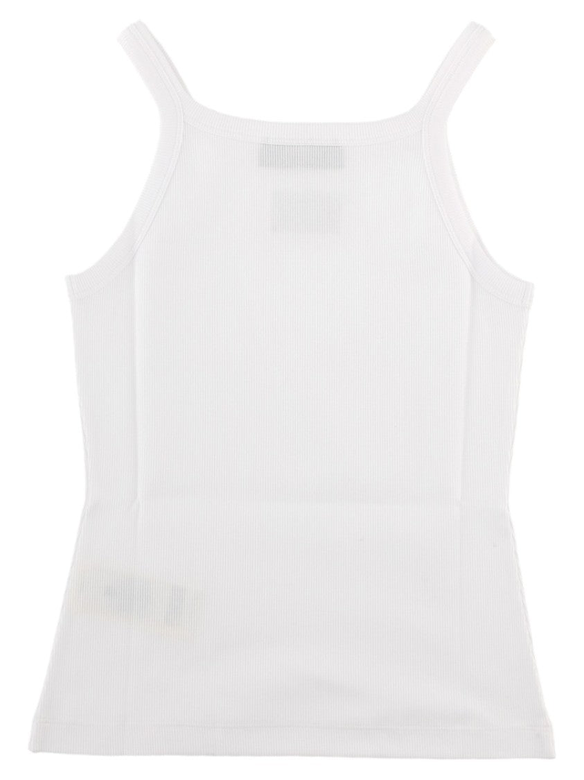 Fendi White Ribbed Cotton Tank Top