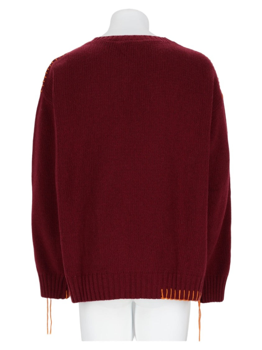 Amish Cropped Knit Sweater With Contrasting Stitch Details