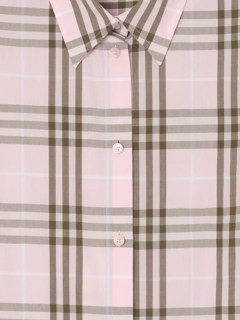 Burberry Pink Check Pattern Cotton Shirt
