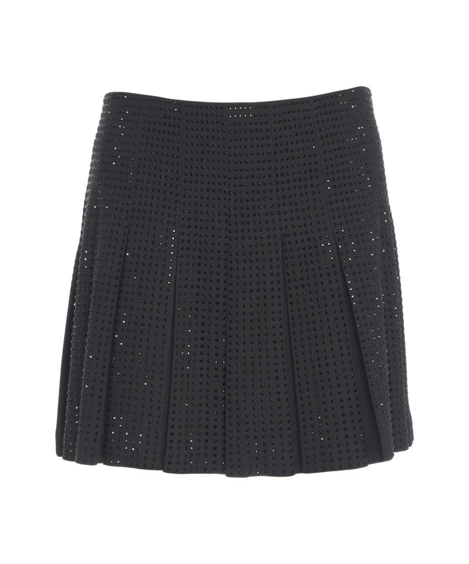 Pinko Tailored Pleated Mini Skirt With Sparkling Embellishments