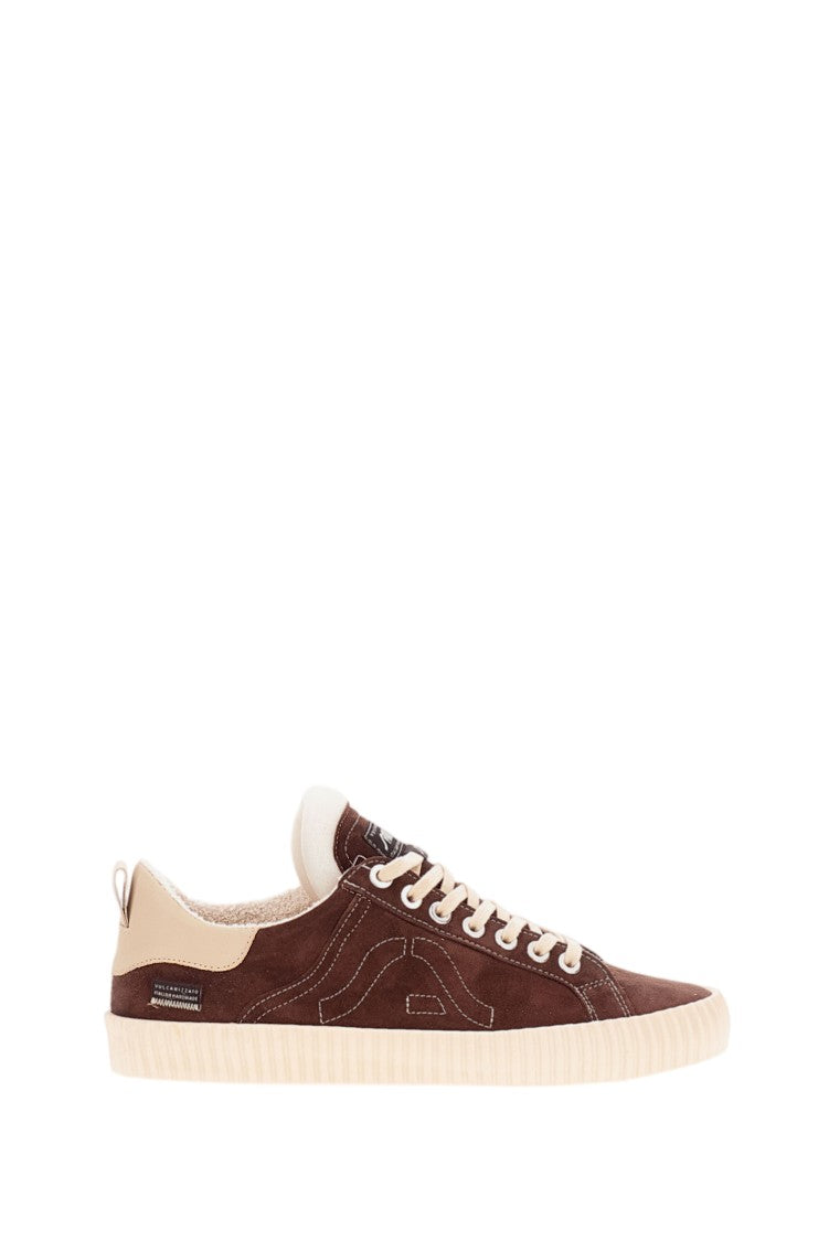 Springa Brown Wavy Suede Leather Sneakers