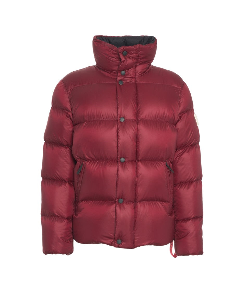 After Label Burgundy High-Collar Puffer Jacket With Down Insulation