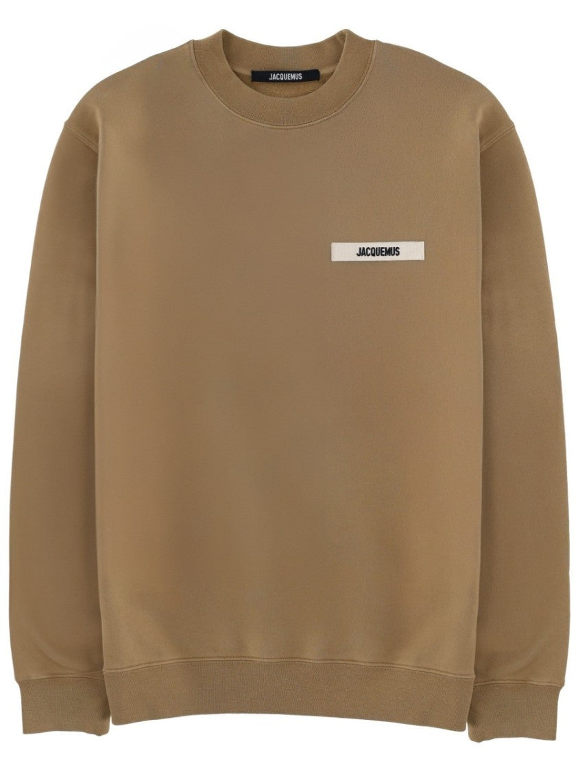Jacquemus Grosgrain Logo Muted Brown Cotton Sweatshirt