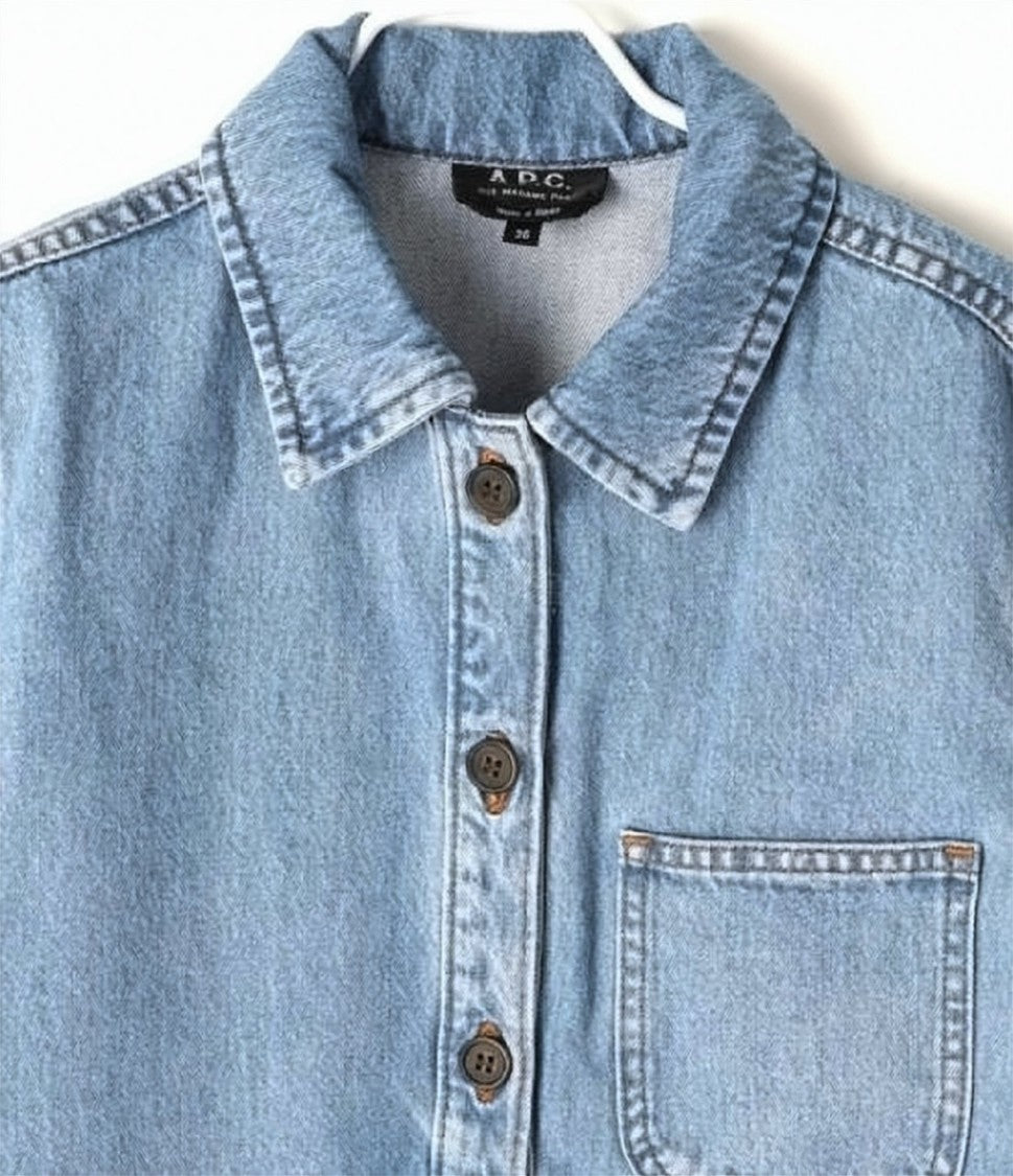 A.P.C. Midi Denim Dress With Classic Collar