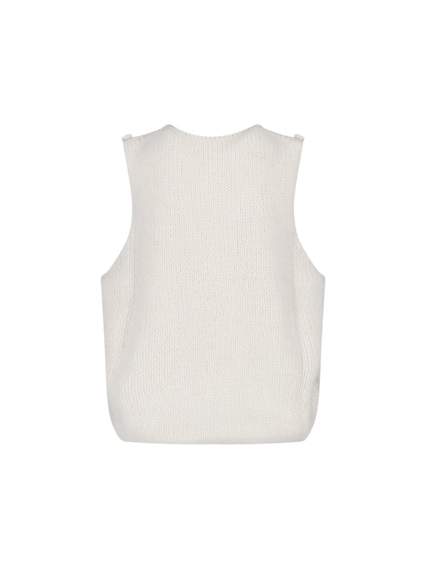 Pampa The Brand White Crew Neck Sleeveless Alpaca Tank Top