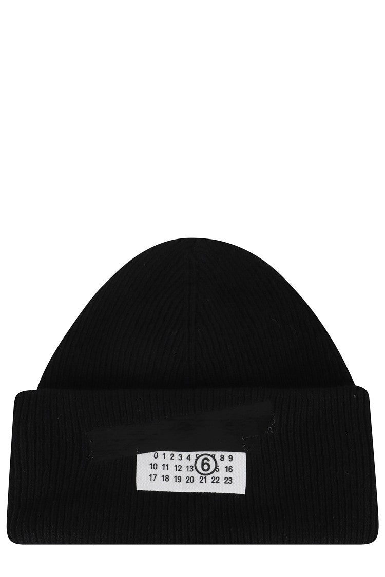 Mm6 By Maison Margiela Ribbed Cuff Beanie With Logo Detail