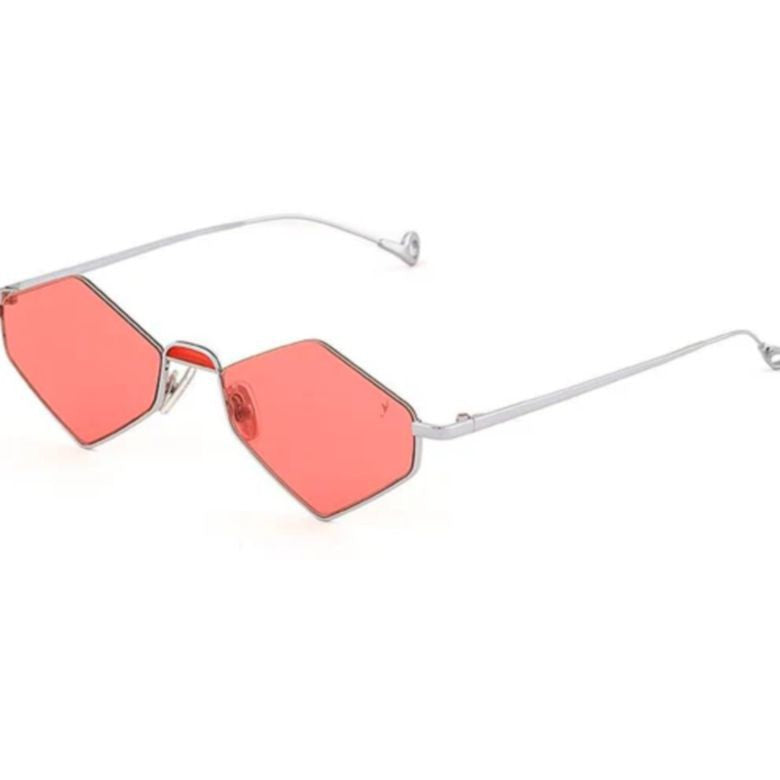 Eyepetizer Asakusa C.1-66 Geometric Hexagonal Sunglasses With Red-Tinted Lenses