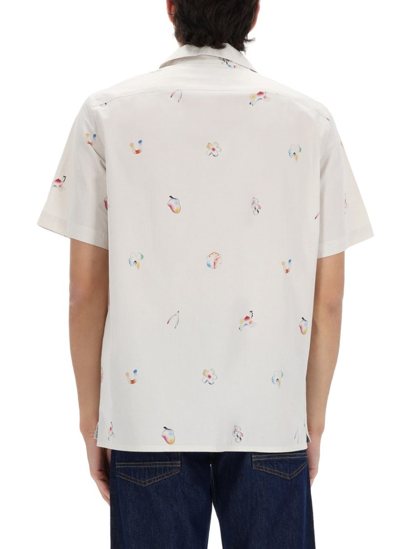Ps Paul Smith Abstract Printed Cotton Short-Sleeve Casual Shirt
