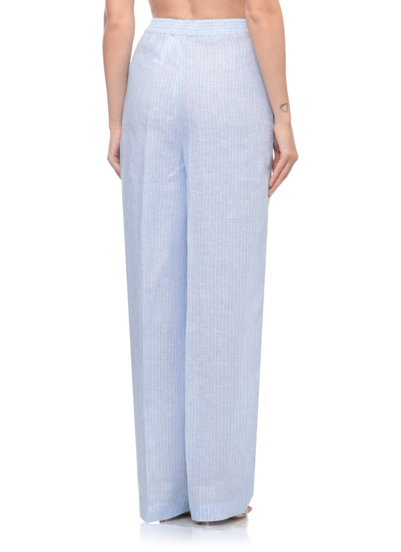 Fabiana Filippi Light Blue Striped Linen Pants