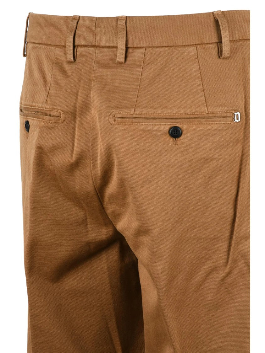 Dondup Beige James Straight-Leg Cotton-Linen Blend Trousers