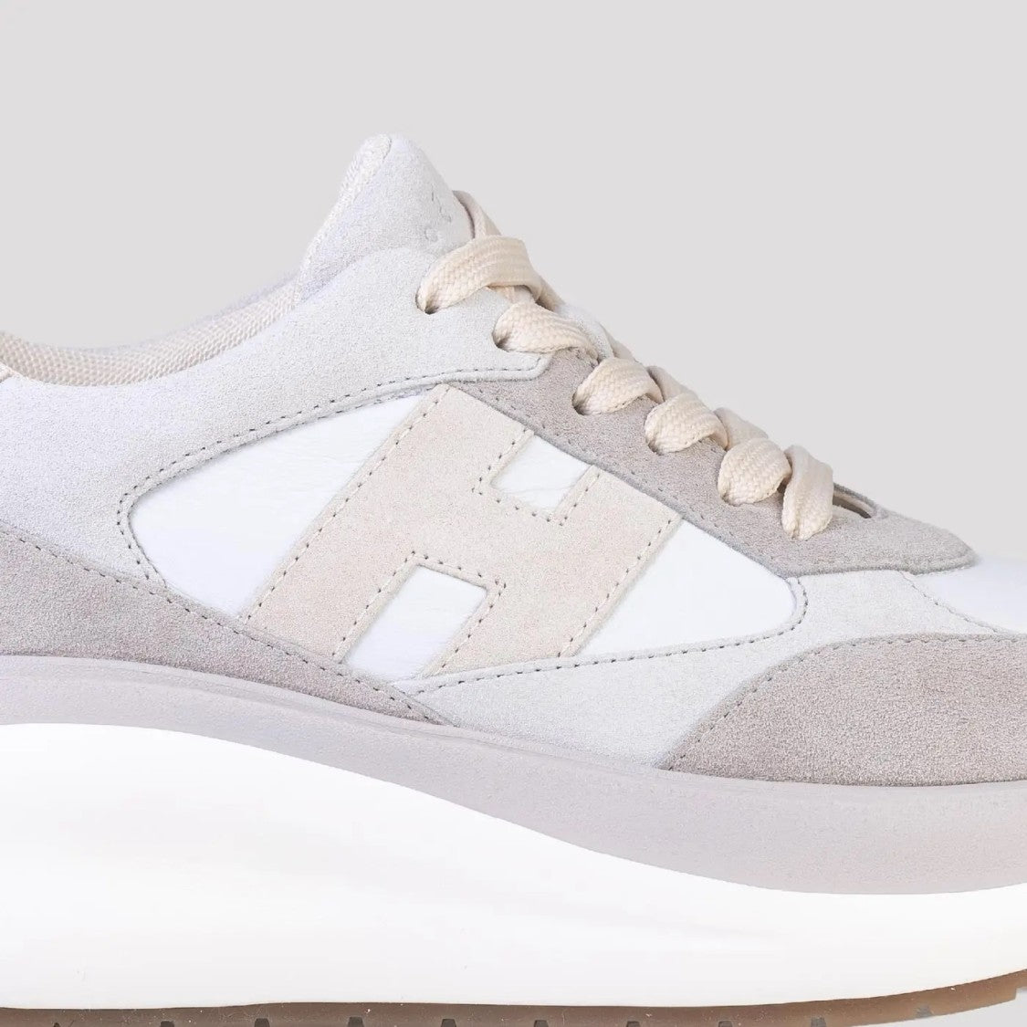 Hogan Lace-Up White Sneakers With Iconic 'H' Detail