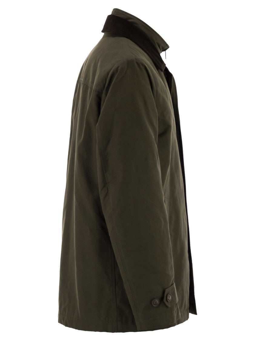 Fay Short Morning Raincoat In Cotton And Nylon Faille