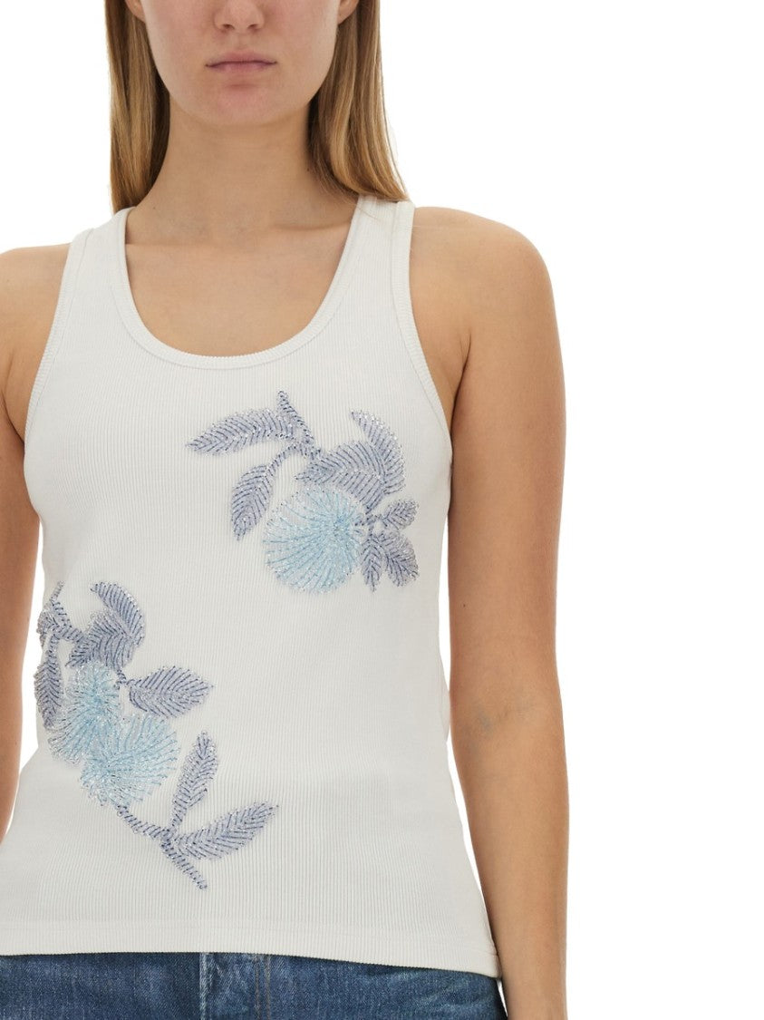 Bottega Veneta Intricate Embroidered Slim Fit Cotton Top