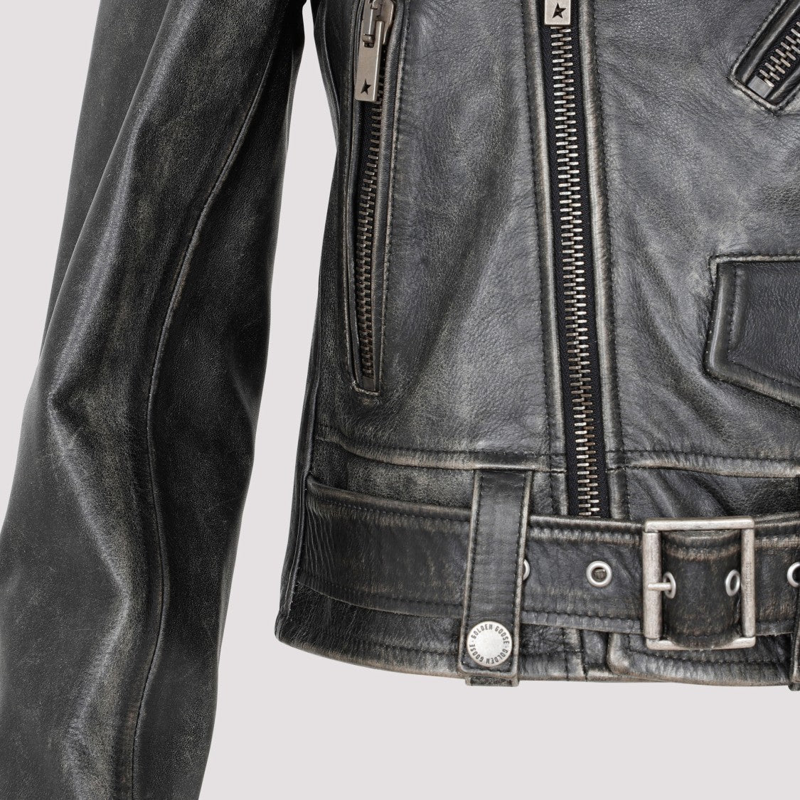 Golden Goose Black Leather Biker Jacket