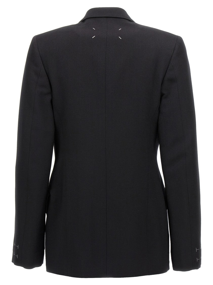 Maison Margiela Tailored Double-Breasted Wool Blazer With Button Closure