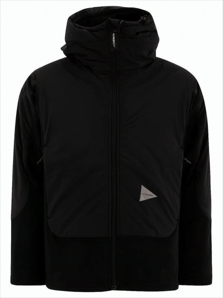 And Wander Two-Tone Black Padded Short Coat With High Collar