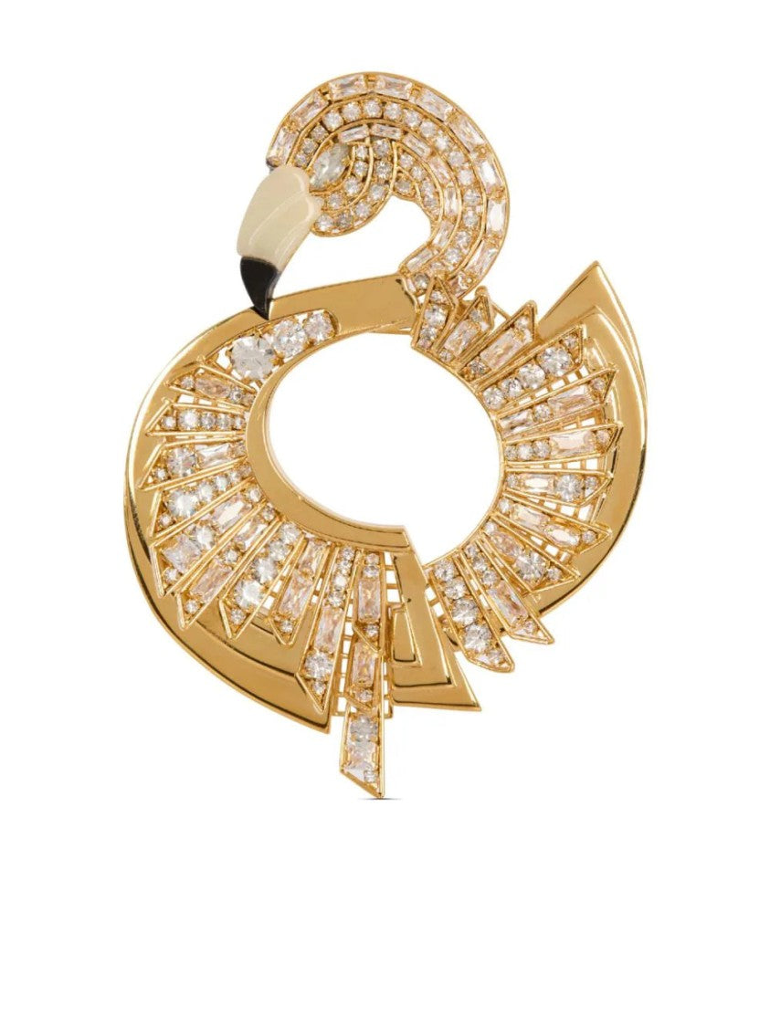 Balmain Flamingo Crystal-Embellished Brooch