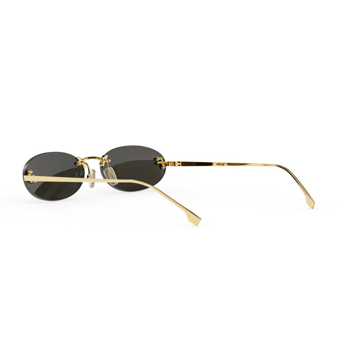 Fendi Gold First Crystal Fe4075us Oval Rimless Metal Sunglasses