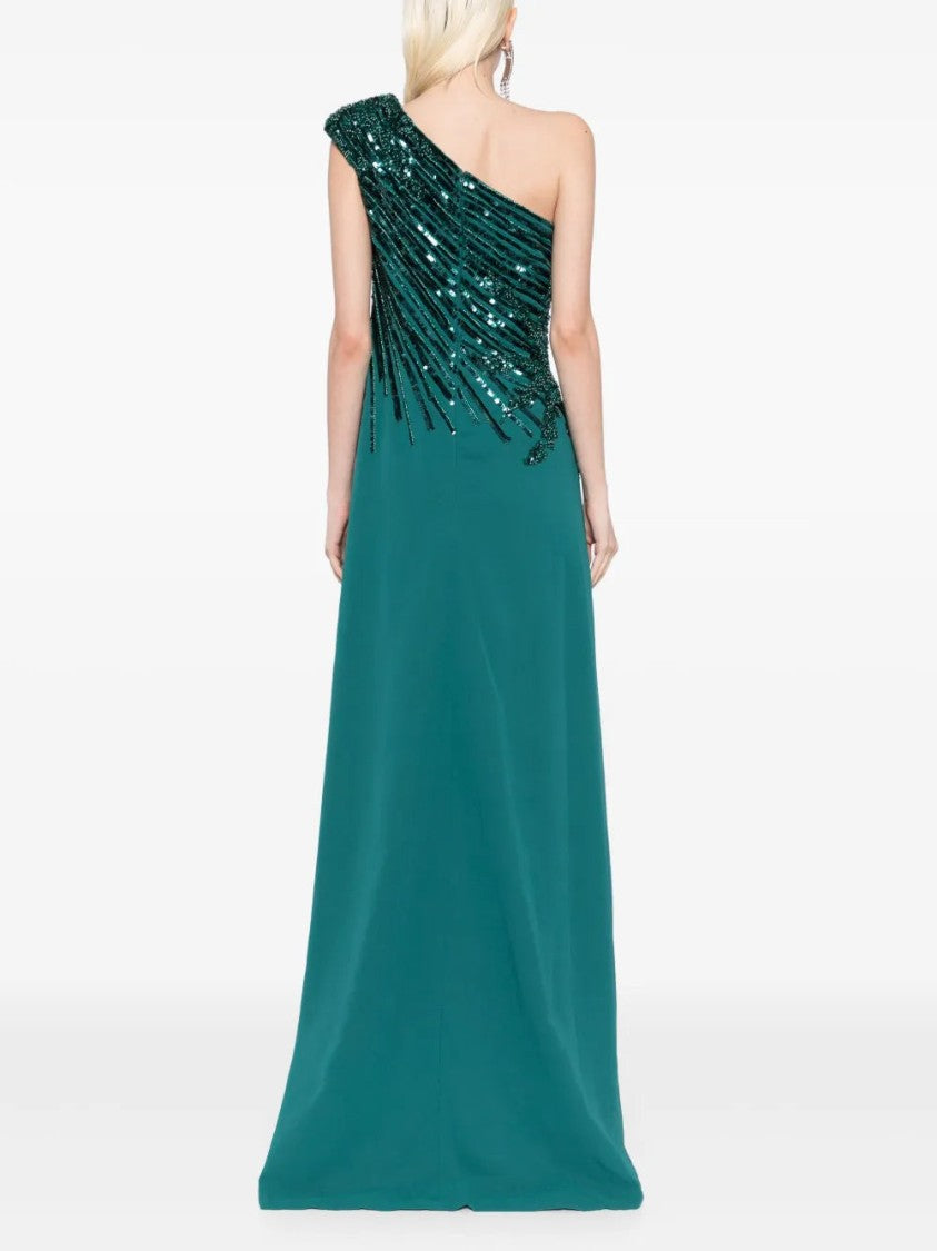 Saiid Kobeisy One Shoulder Sequin Long Dress