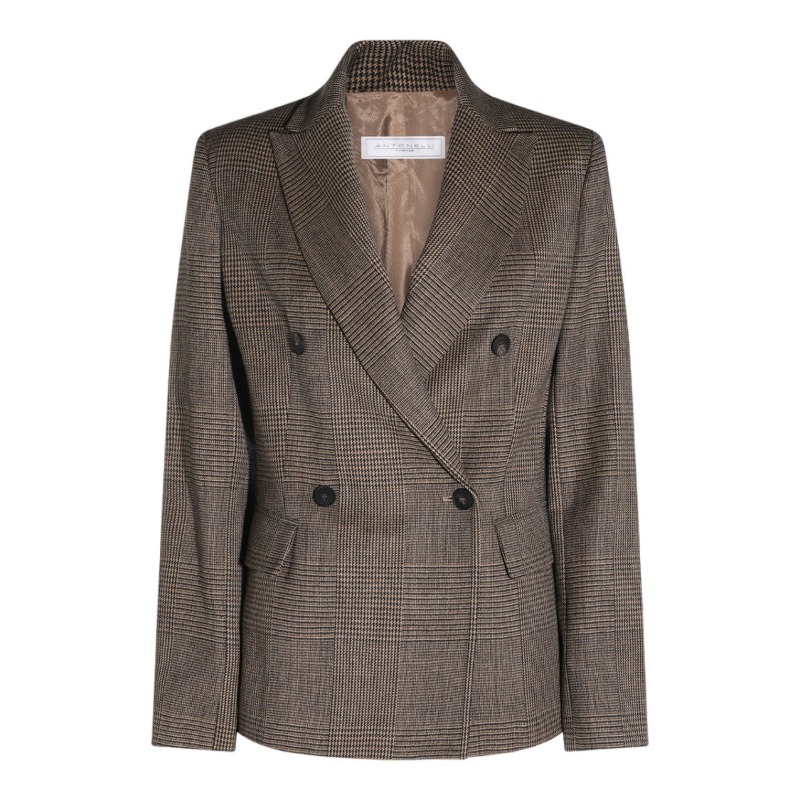 Antonelli Firenze Double-Breasted Plaid Flap Pocket Blazer