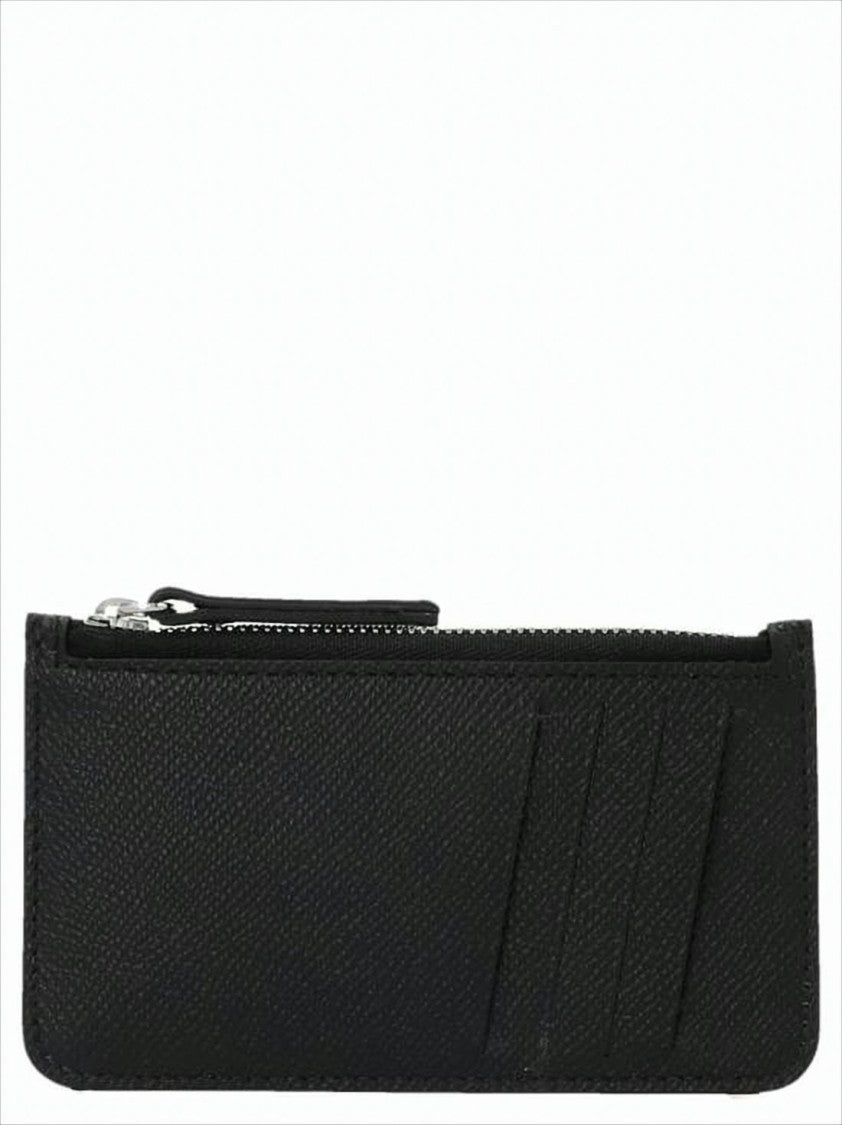 Maison Margiela Textured Cowhide Leather Cardholder With Zip Compartment