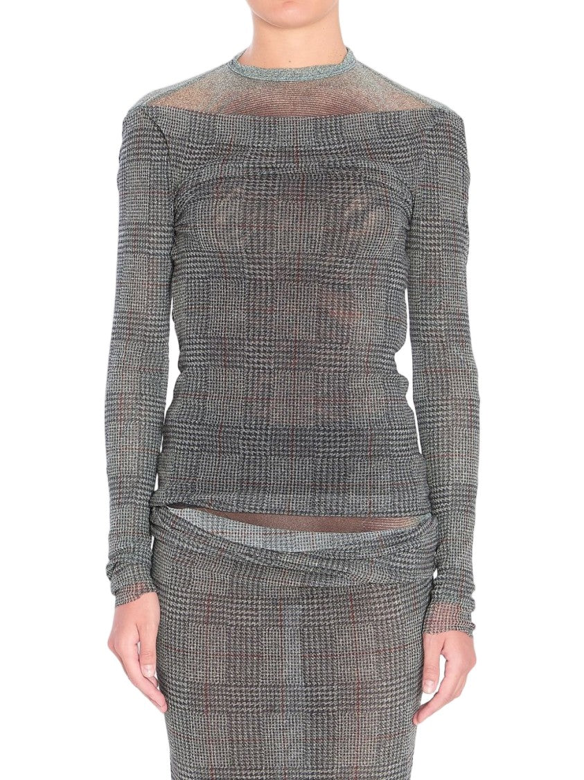 Jean Paul Gaultier Grey Prince Of Wales Mesh Top